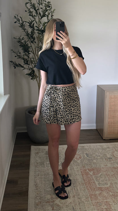 Leopard Denim Skort