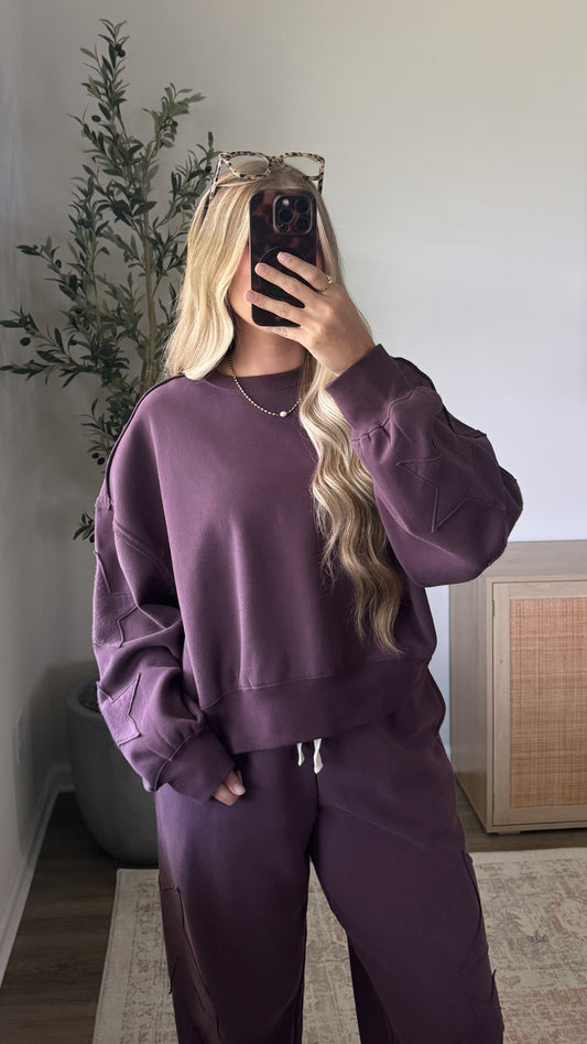 Star Patchwork Pullover / Plum