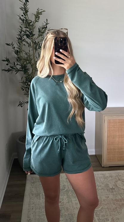 Amelia Lightweight Shorts Set / Dark Green