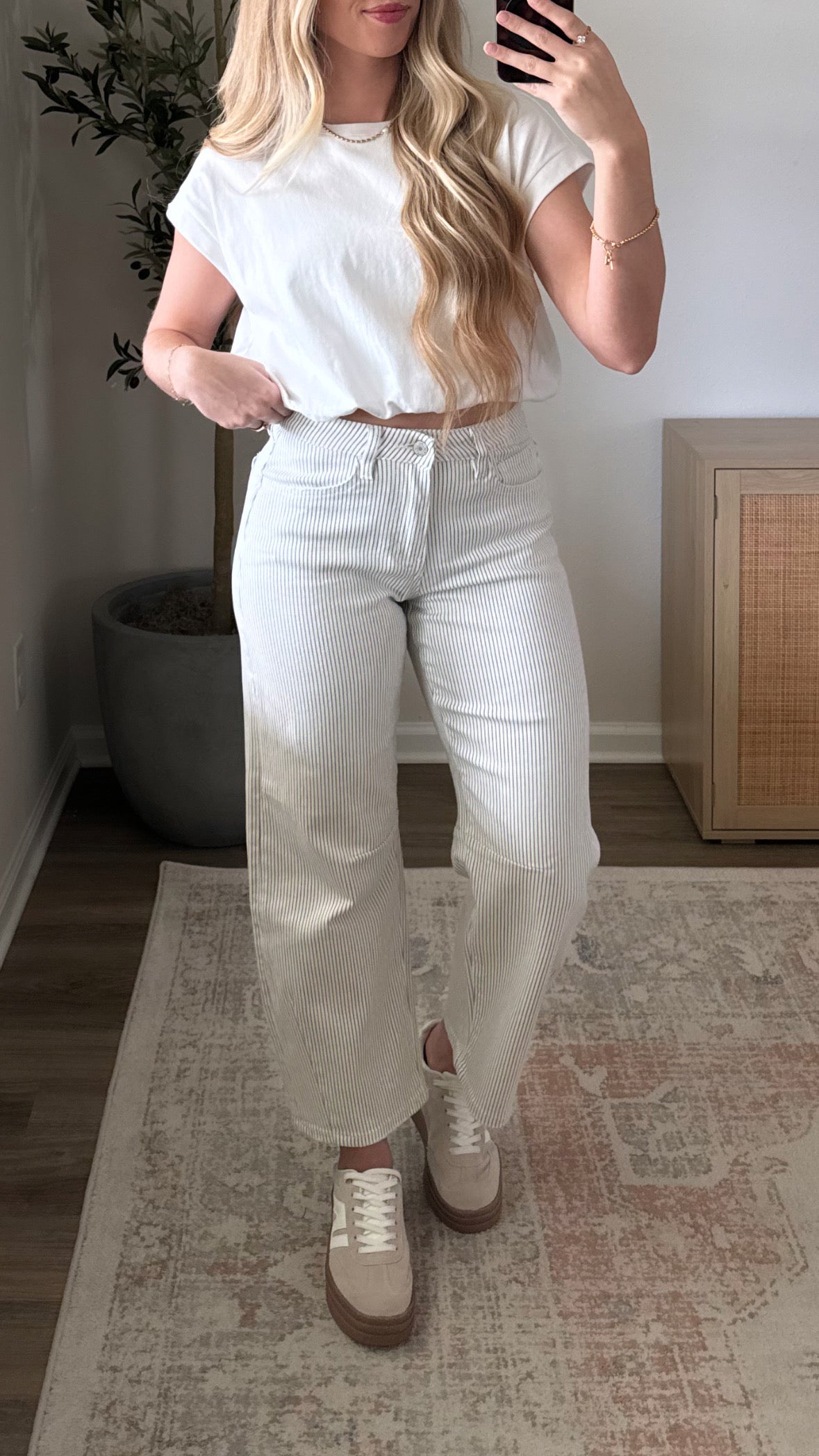 Monica Striped Barrel Denim