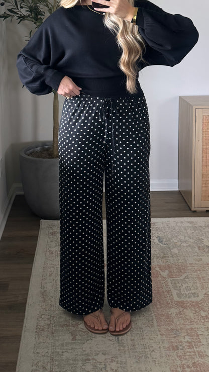 Mid Rise Polka Dot Pant / Black