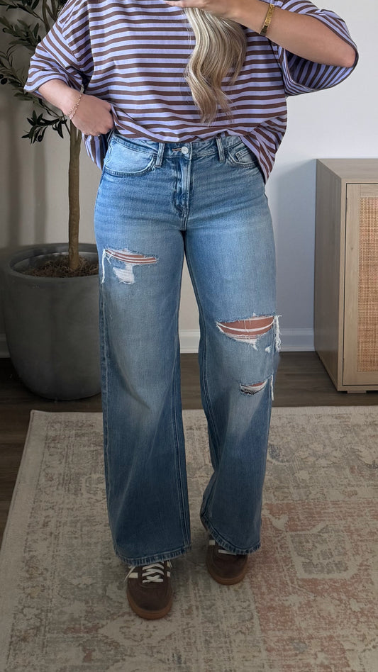 Sloane Distressed Jeans / Med Wash