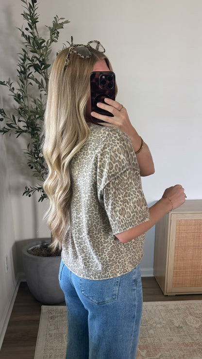 Leopard Short Sleeve Sweater