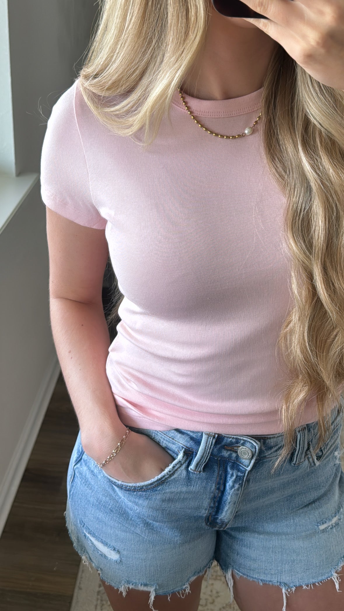 Basic Short Sleeve Tee / Light Pink