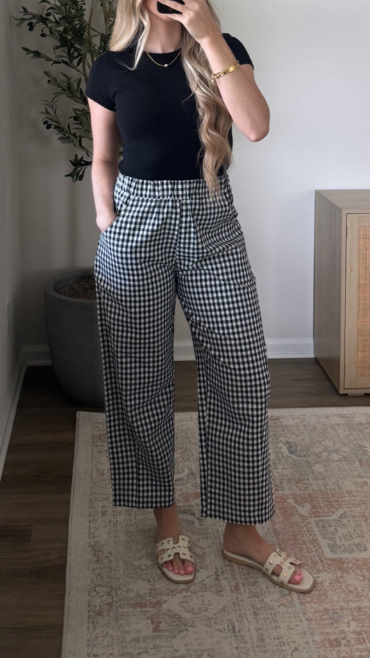Gingham Cropped Pant / Black