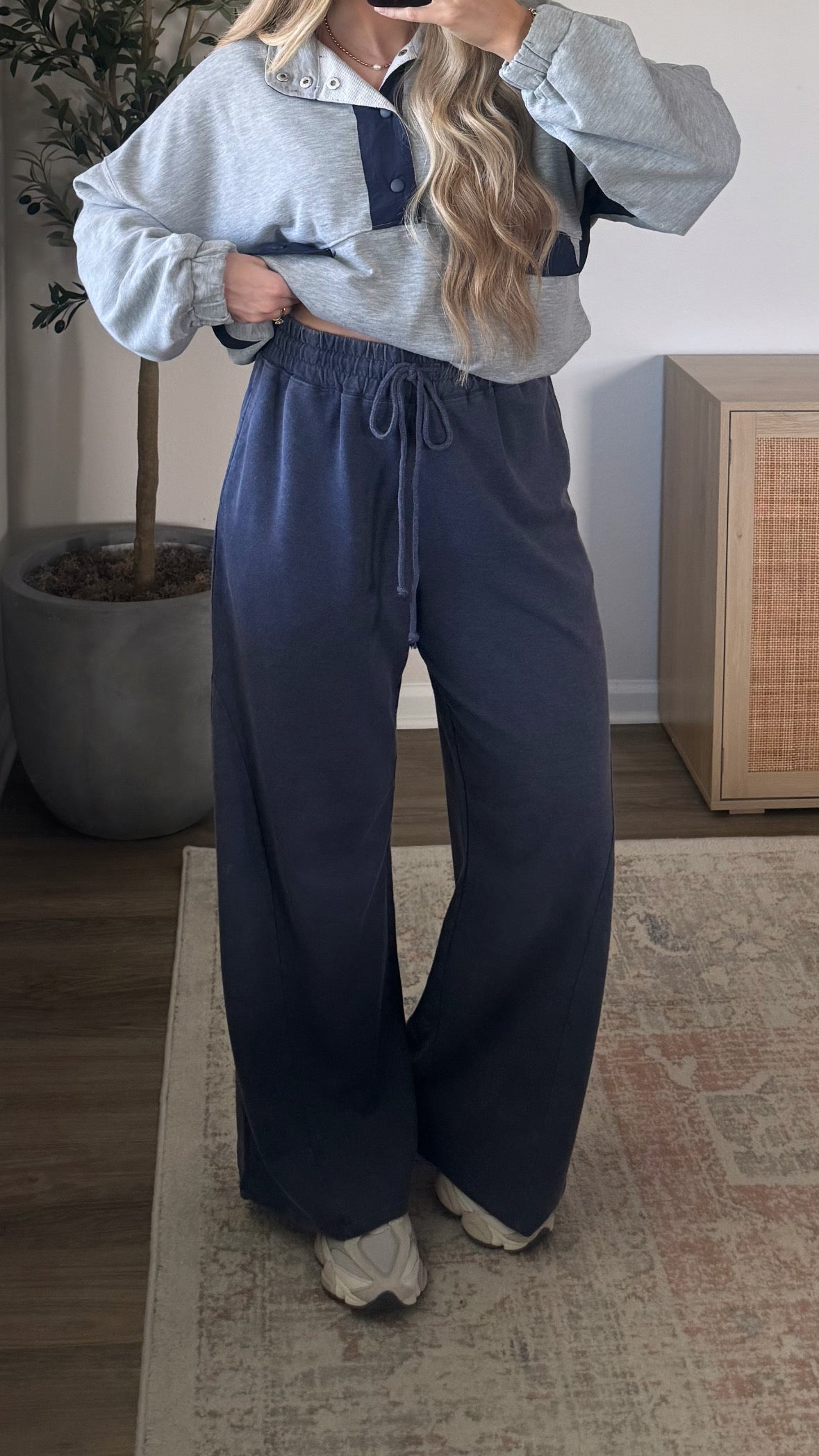 Wide Leg Sweatpants / Navy