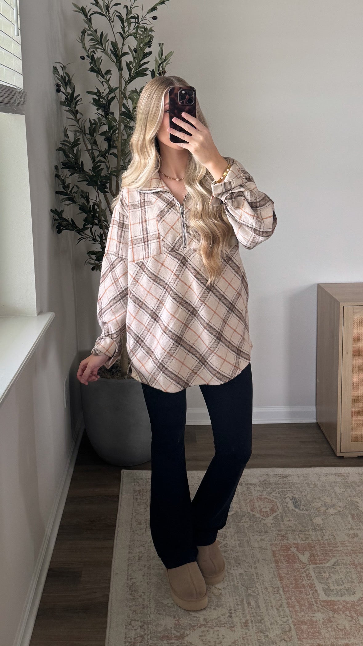 Festival Plaid Pullover / Latte