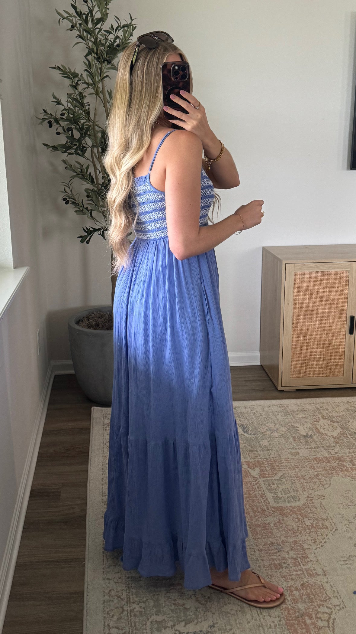 Haven Smocked Maxi Dress / Blue