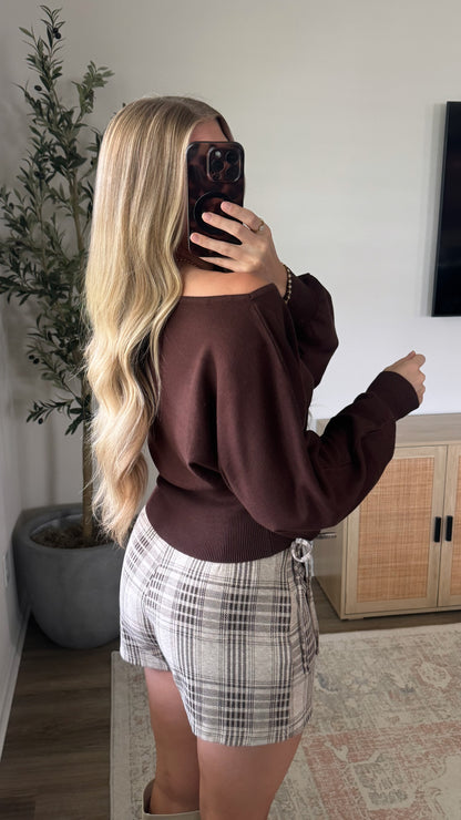 Plaid Wrap Skort / Brown