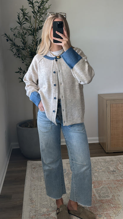 Amelia Contrast Cardigan / Blue