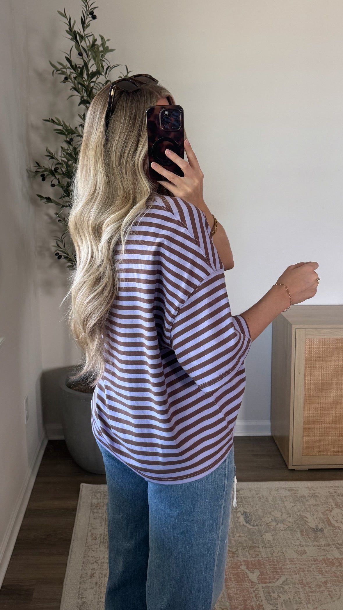 Boyfriend Striped Tee / Violet + Brown