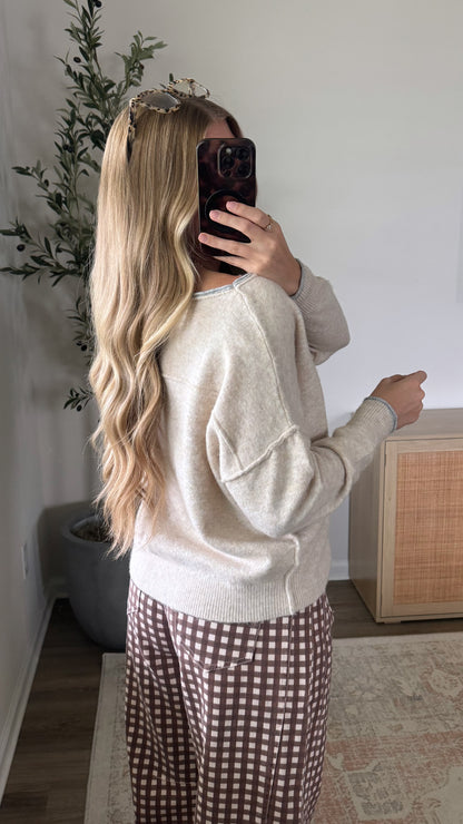 Serena Contrast Sweater / Oatmeal