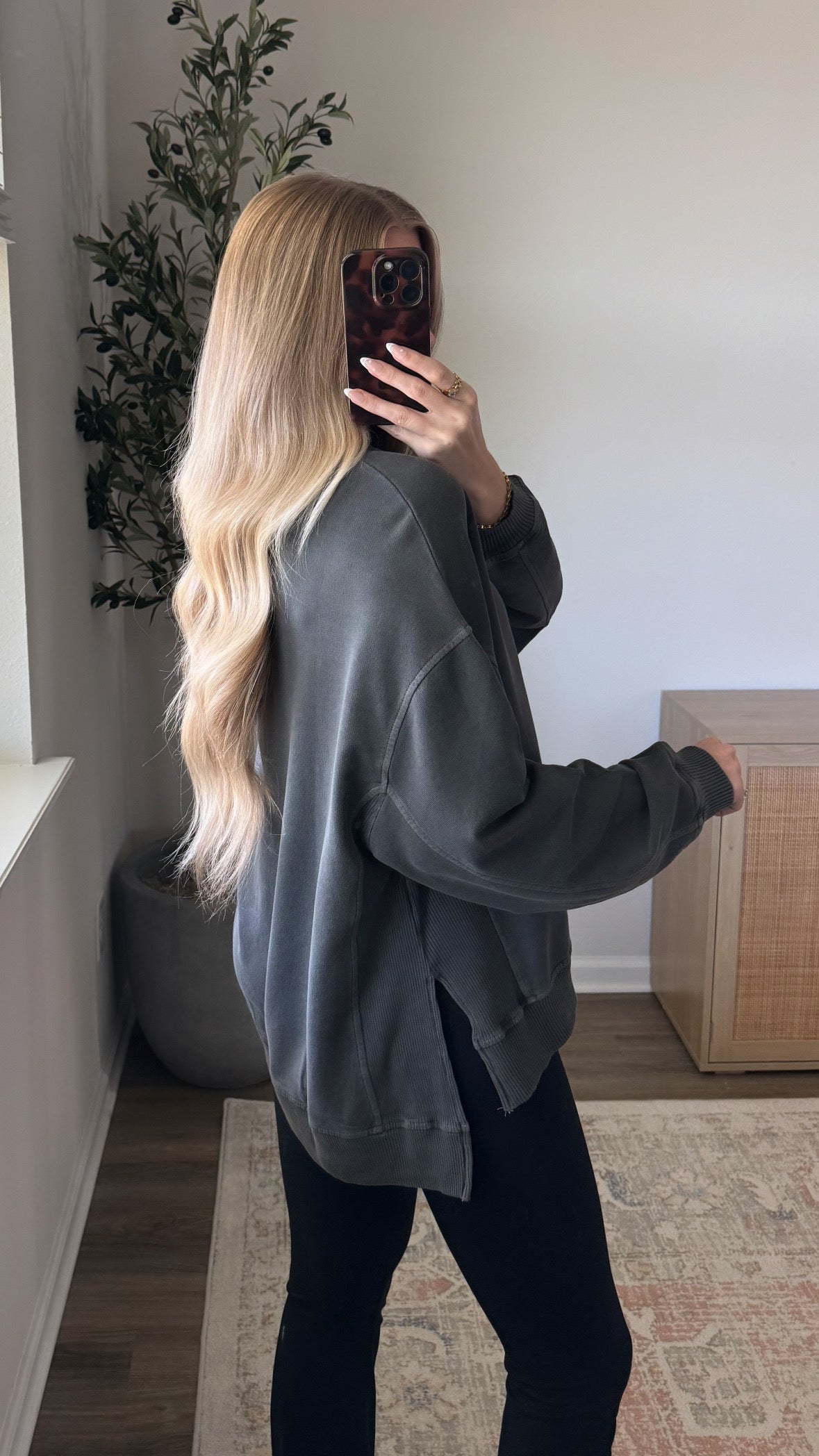 Cotton Washed Pullover / Charcoal