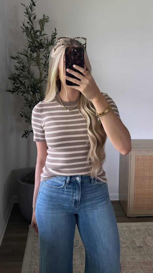 Harper Striped Knit Top / Mocha