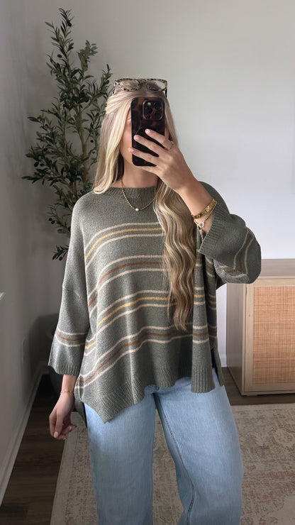 Aria Oversized Knit Top / Dusty Green