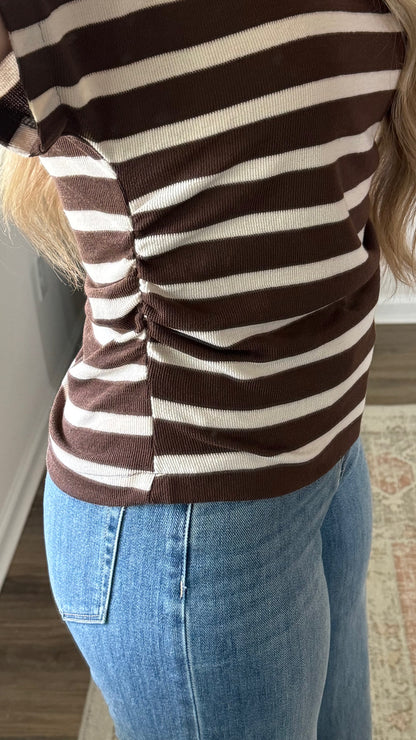 Amelia Striped Top / Dark Brown