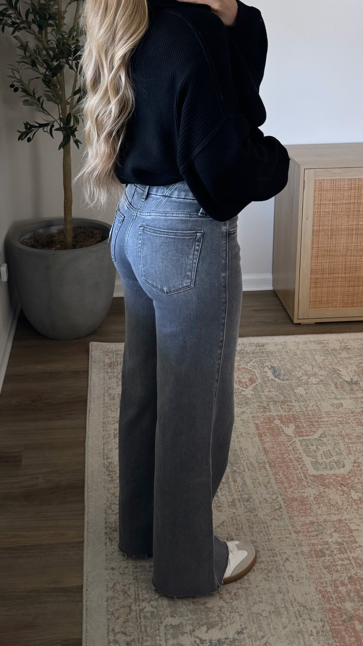 Grey Wide Leg Jeans