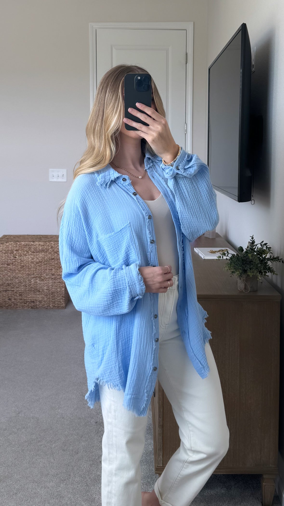 Poolside Gauze Top / Blue
