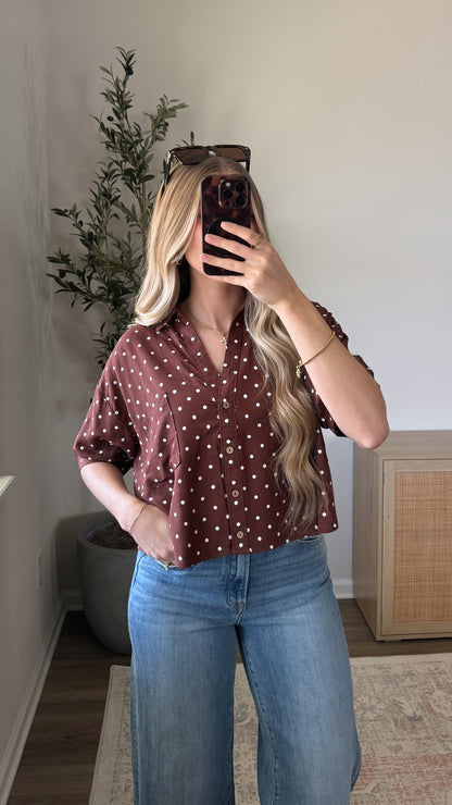 Polka Dot Blouse / Chestnut