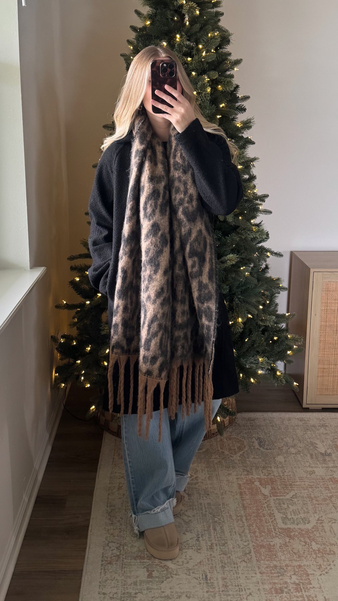 Textured Long Coat / Black