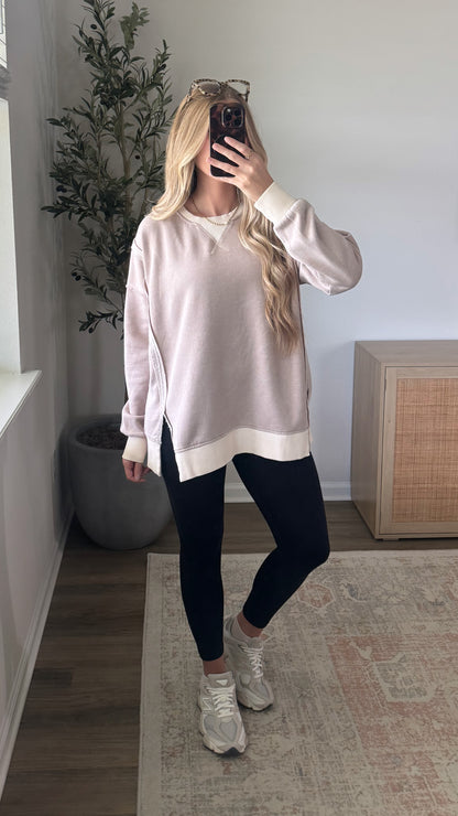 Leah Contrast Pullover / Ash Mocha