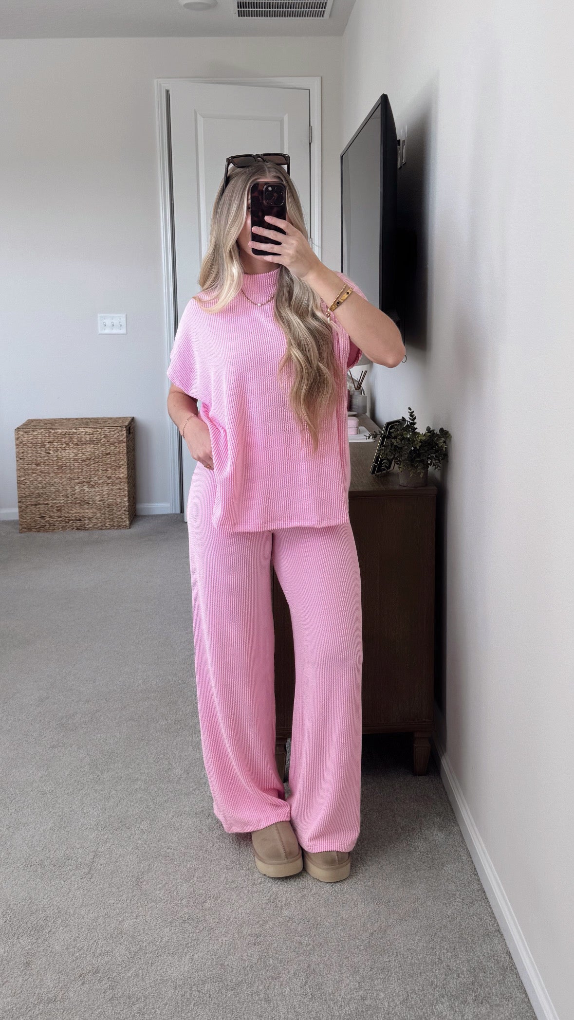 Ribbed Mockneck Set / Light Pink