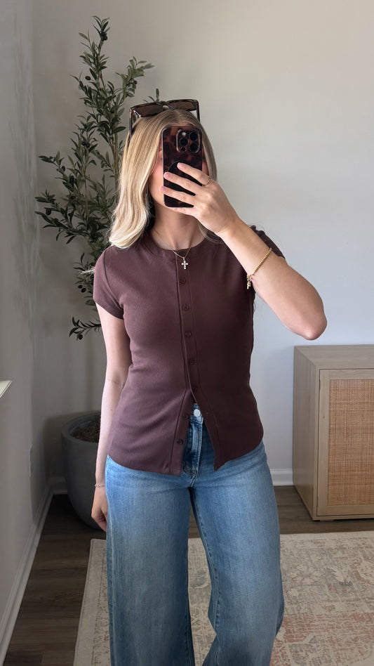 Rosie Button Down Top / Brown
