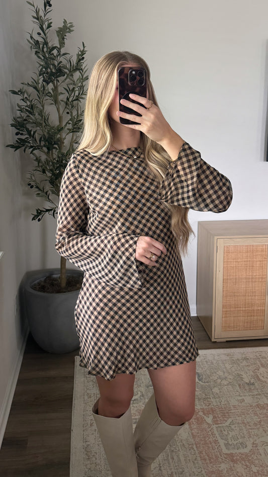 Gingham Backless Dress