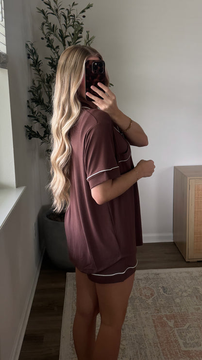 Butter Pajama Shorts Set / Brown