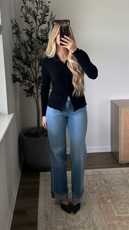 Maya Ribbed Top / Black