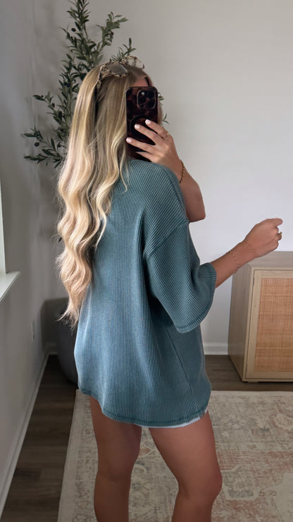 Lived In Waffle Tee / Teal