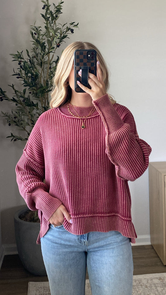 Everyday Ribbed Sweater / Wine