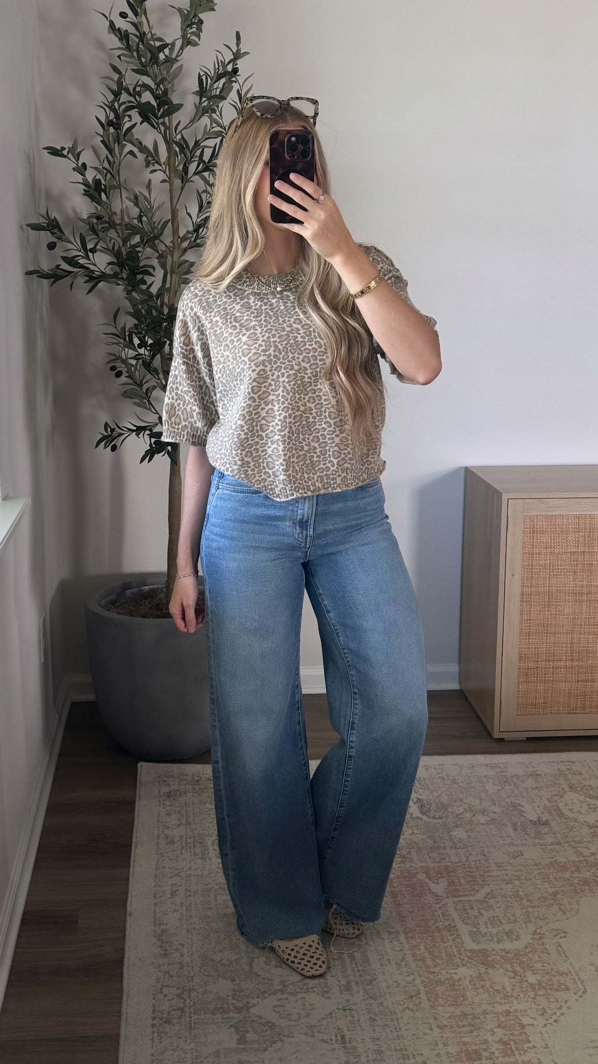 Leopard Short Sleeve Sweater