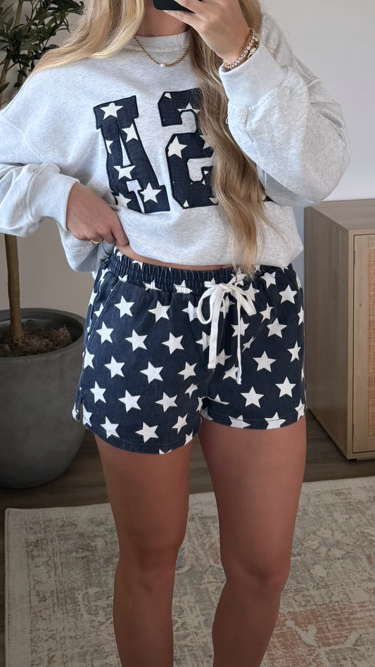 Twill Star Shorts / Navy