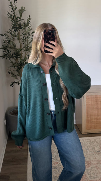 Oakley Button Down Cardigan / Forest Green