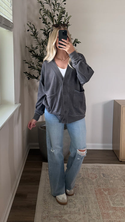 Button Down Cardigan / Grey
