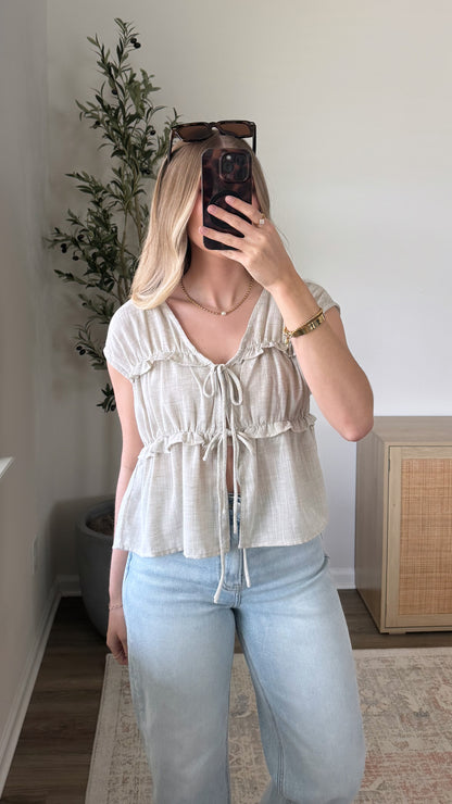 Front Tie Blouse / Natural