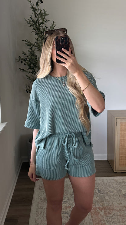 Ribbed Lounge Set / Jade