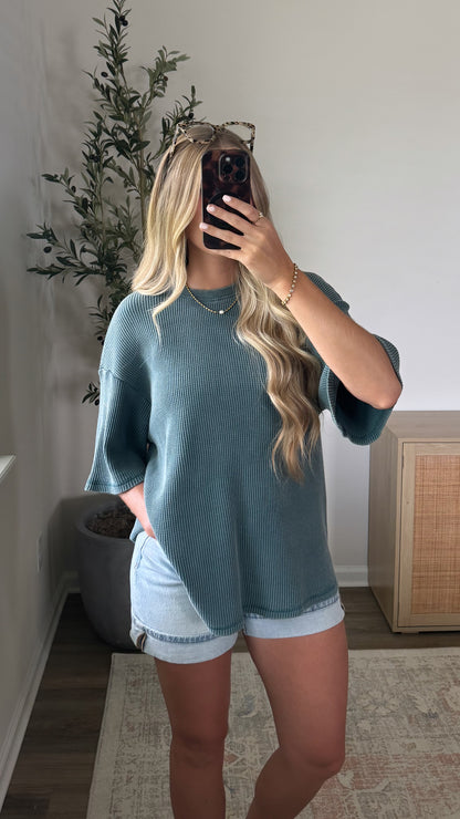 Lived In Waffle Tee / Teal
