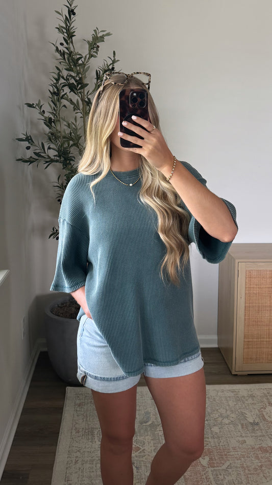 Lived In Waffle Tee / Teal