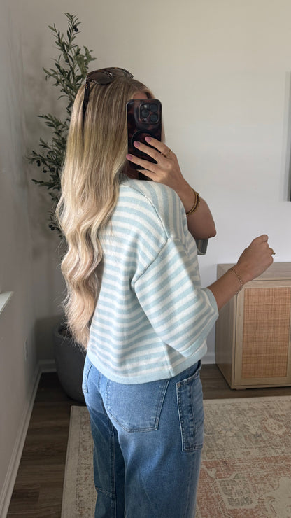 Natalie Striped Cardigan / Blue