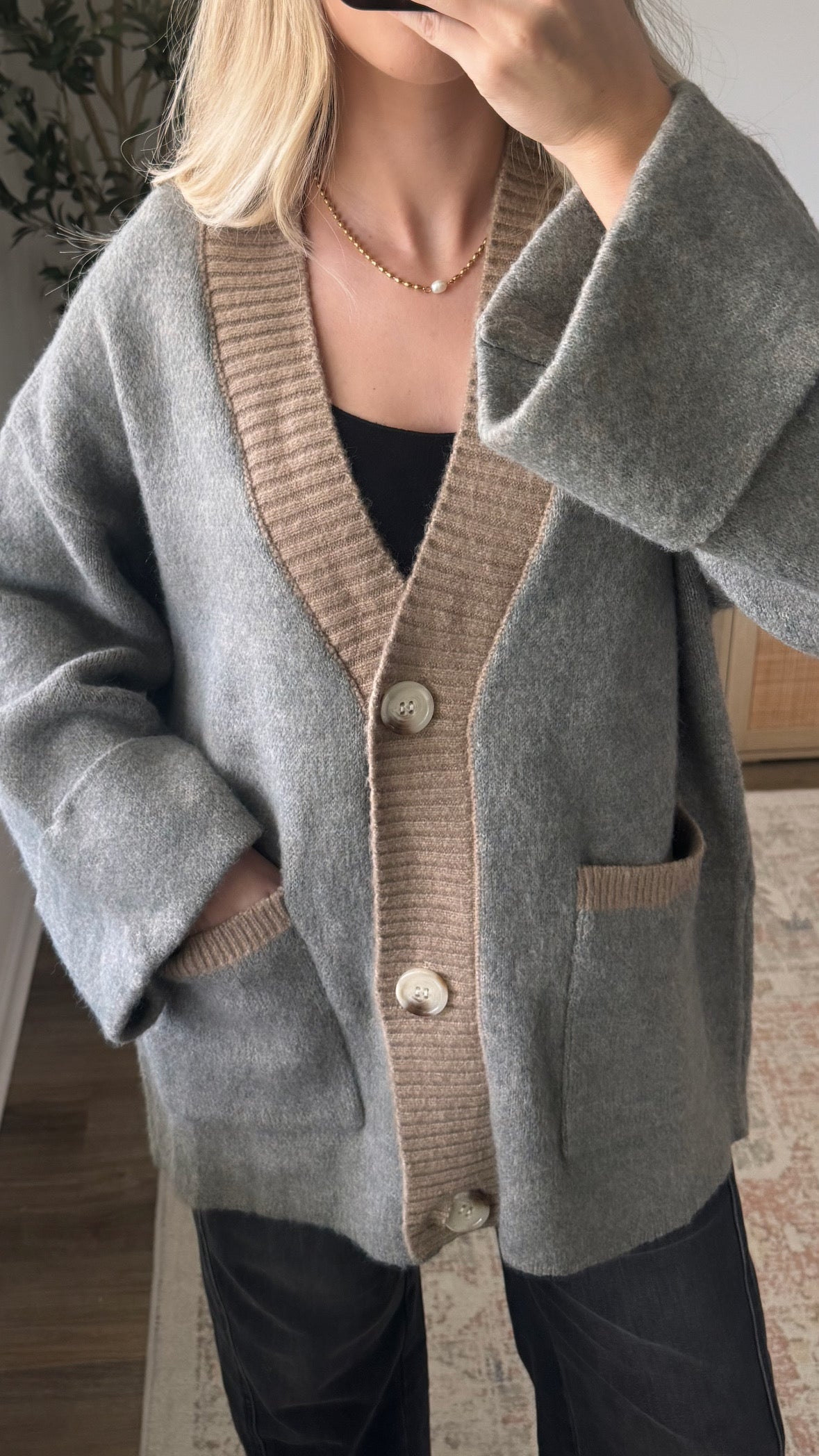 Heather Oversized Cardigan / Grey