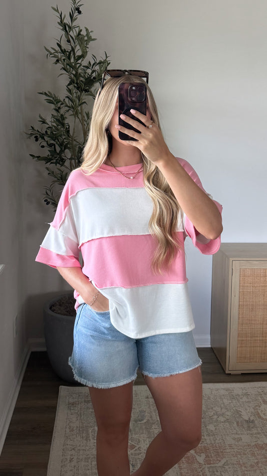 Oversized Colorblock Tee / Pink