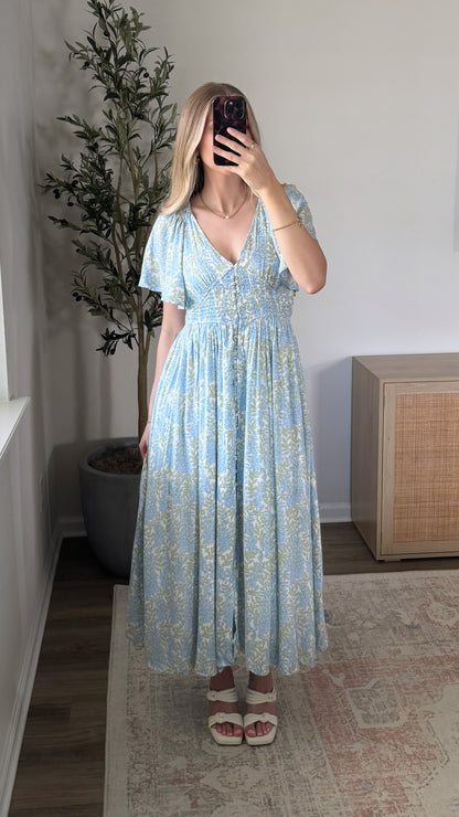 Morning Blossom Maxi Dress / Blue
