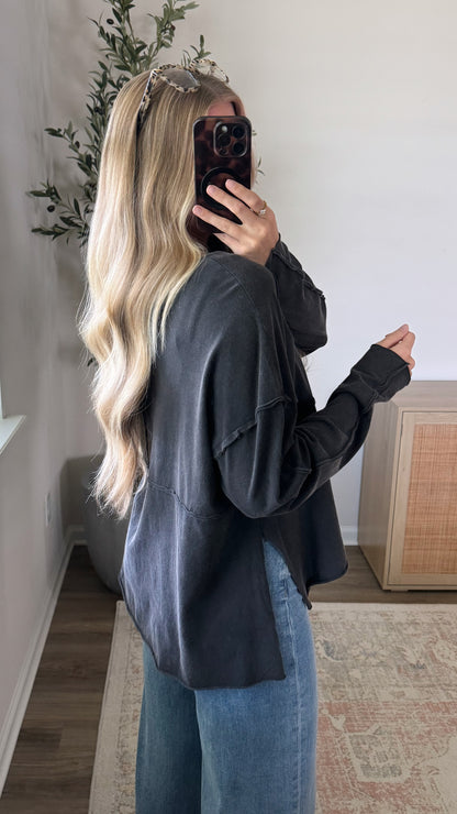 Maya Cotton Henley / Black