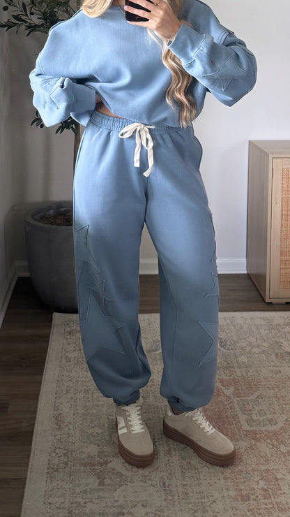 Star Patchwork Joggers / Blue