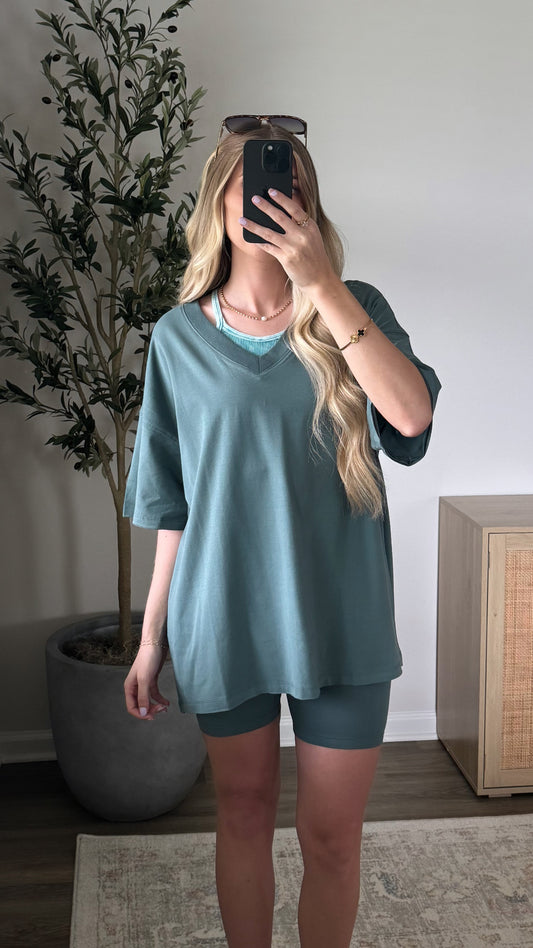 Cotton Biker Shorts Set / Jade