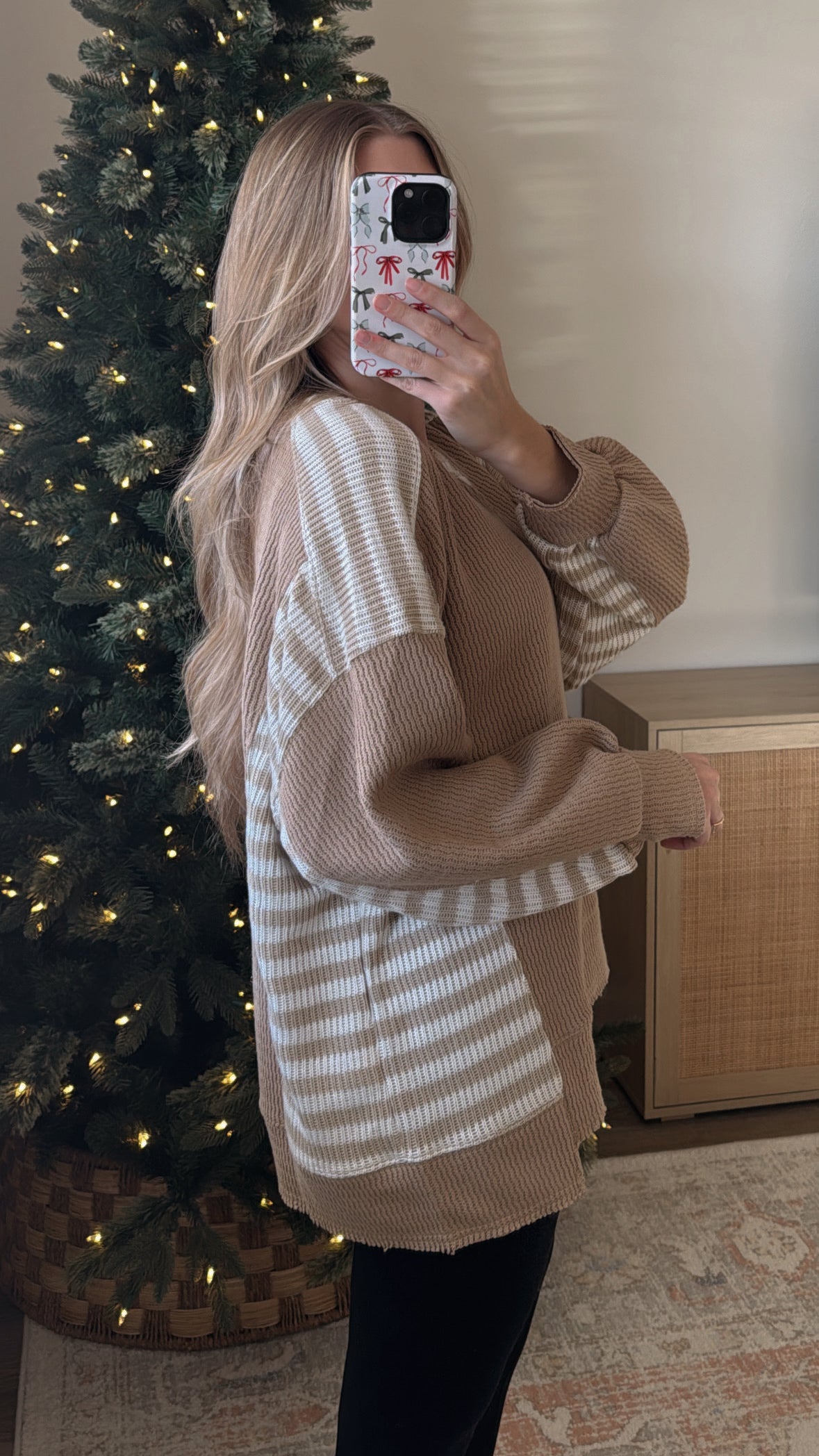 Logan Striped Pullover / Latte