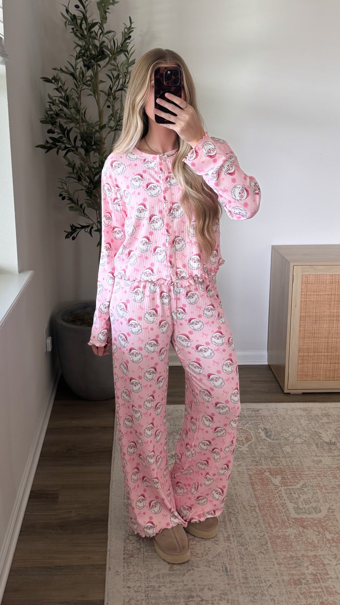 Pink Santa Pajama Set