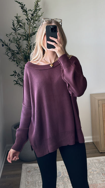 Exposed Seam Sweater / Eggplant